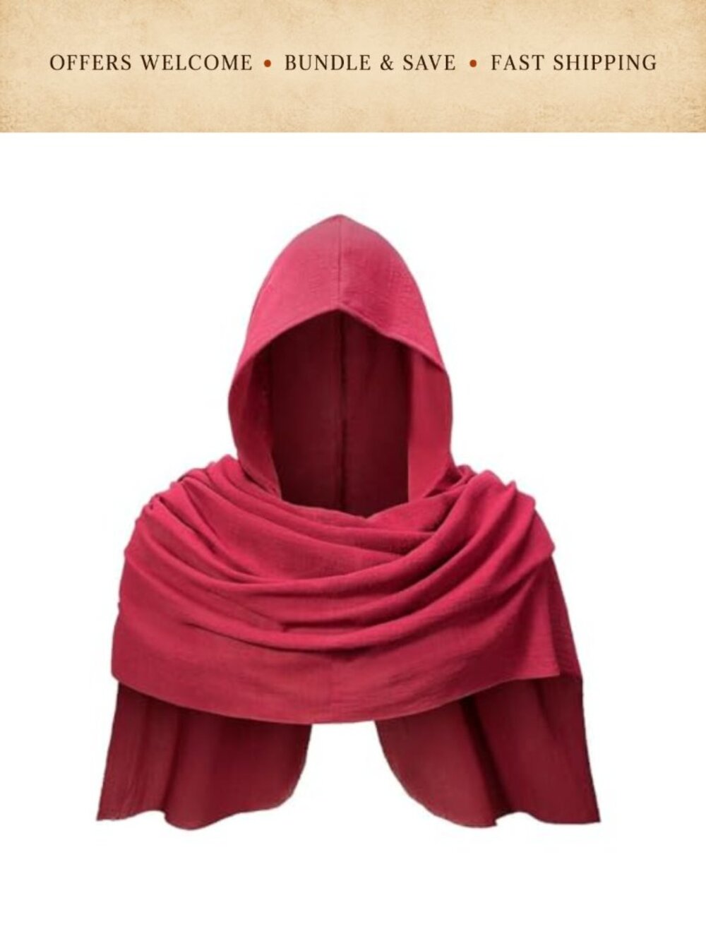 Medieval Renaissance Hooded Cape Shawl Woven Cotton Cosplay Costume Adult